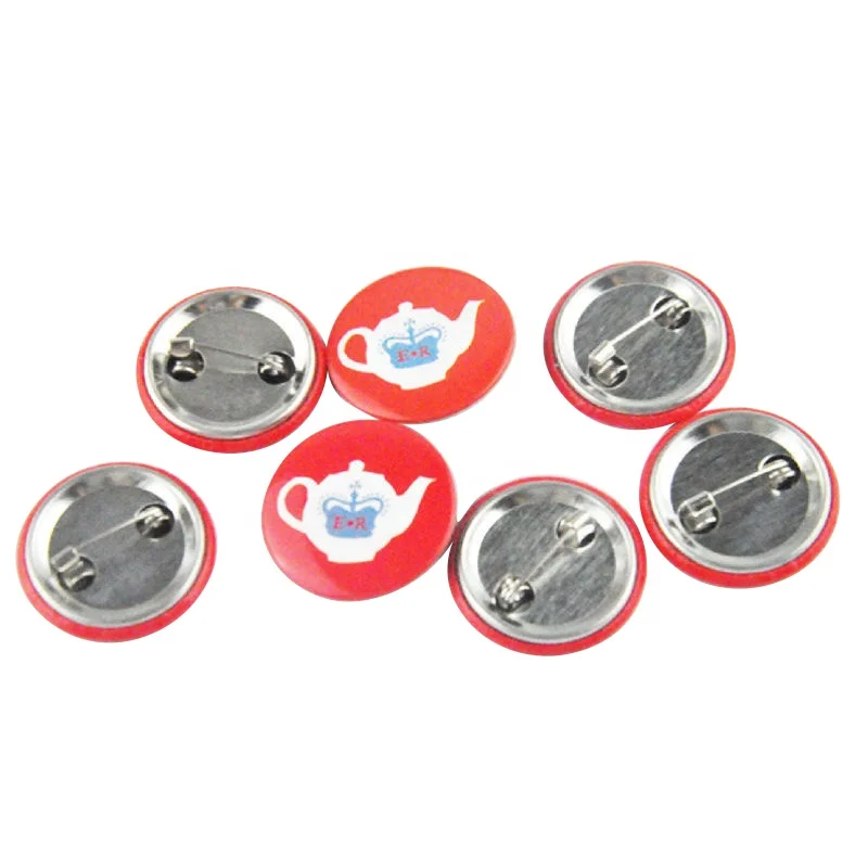 Customized Logo Cheap Wholesale Promotional Gifts Round Red Color Pin Button Badge