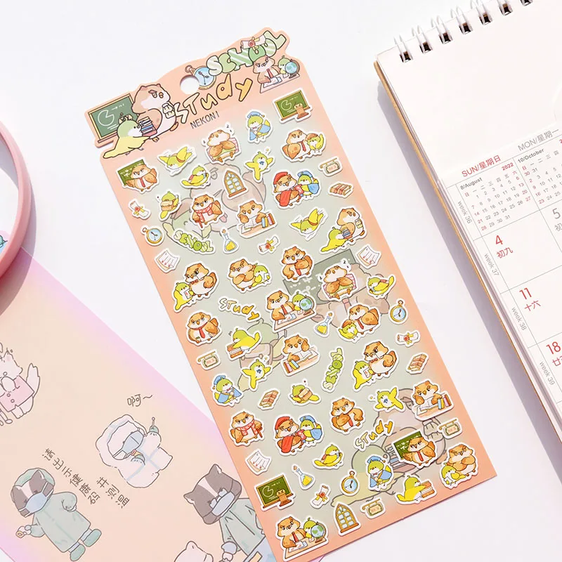 Nekoni Stickers Journal Diary Planner Decals Stickers Labrador Owl Lion Frog Animal Decals Music School Camping Theme Stickers 