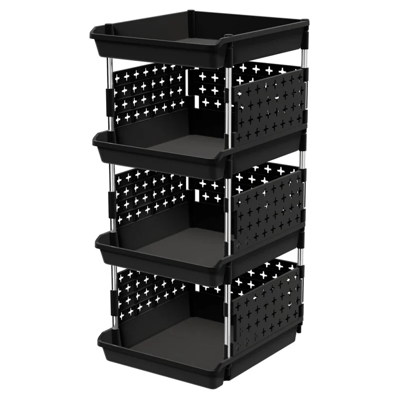 Складные контейнеры для хранения 4-уровневые штабелируемые корзины большой емкости складные полки