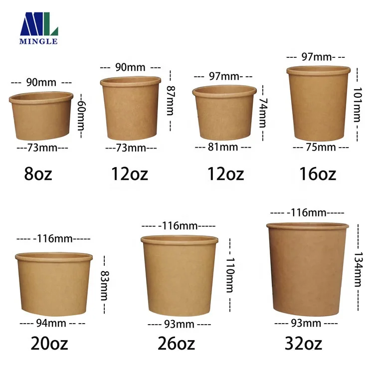 Одноразовая одноразовая суповая чашка из крафт-бумаги vasos