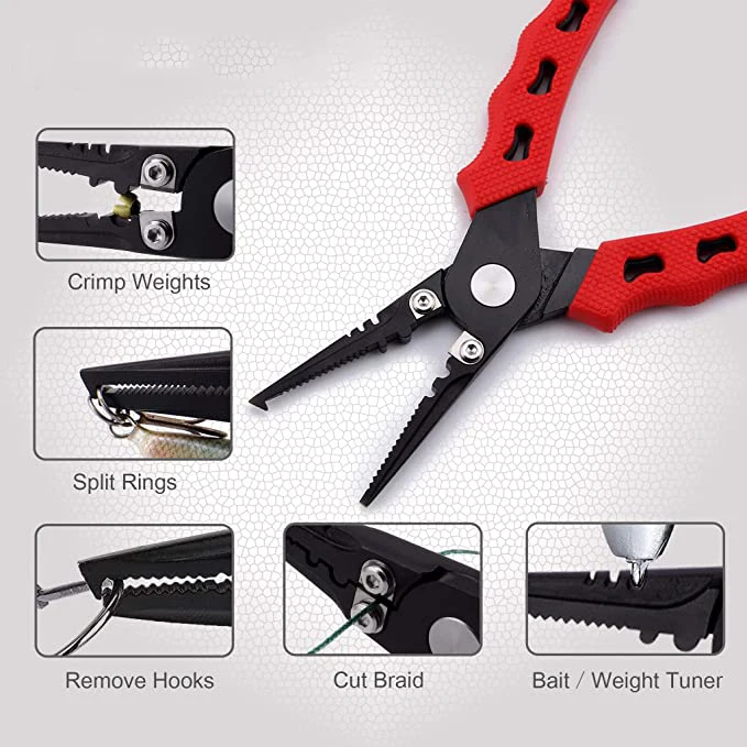 CX08 Quicky Cutting Saltwater Lure Stainless Steel Fishing Plier Outdoor Hook Remover Pliers Multifunctional Fishing Pliers