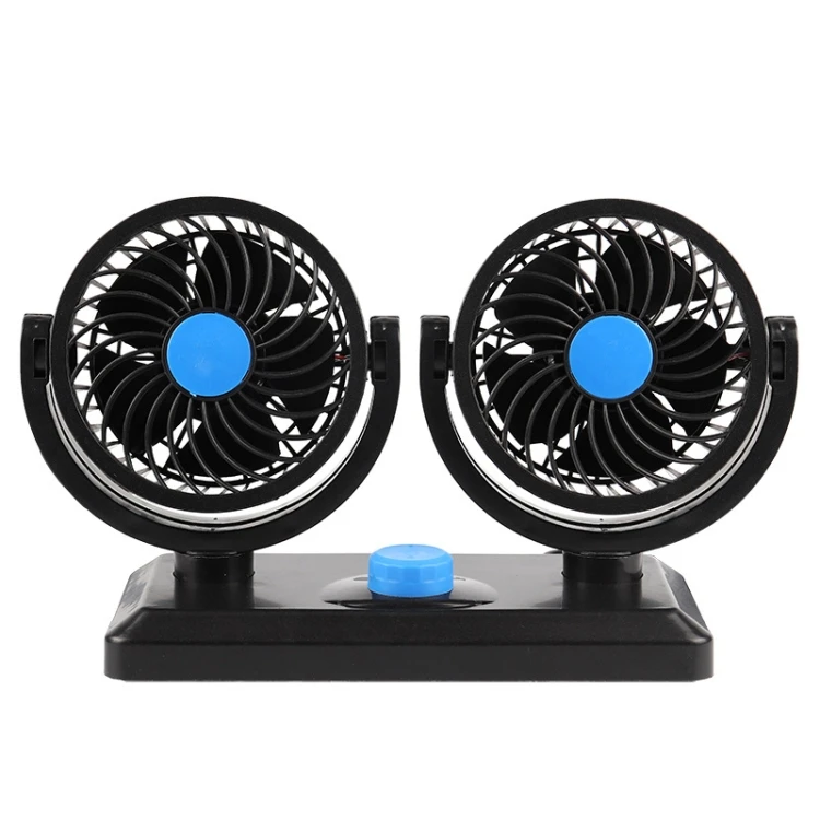 Drop Shipping Double fan Car Fan Portable Mini Adjustable Car Double-Headed Electric Fan  Colour Blue USB Universal