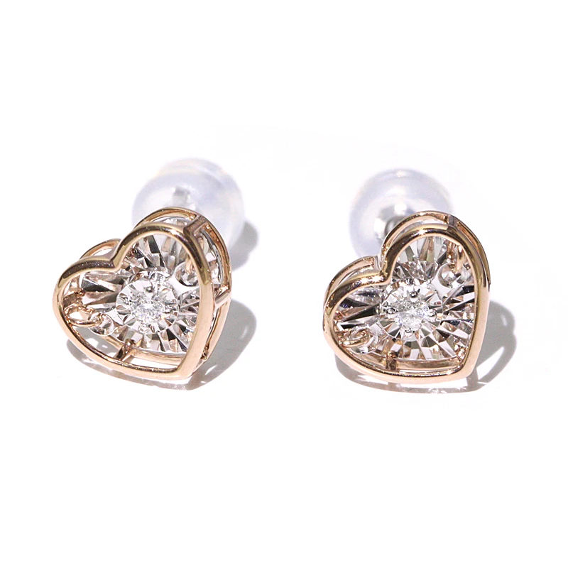 
FFT hot Classic style diamond Platinum gold heart shaped earrings jewelry women 