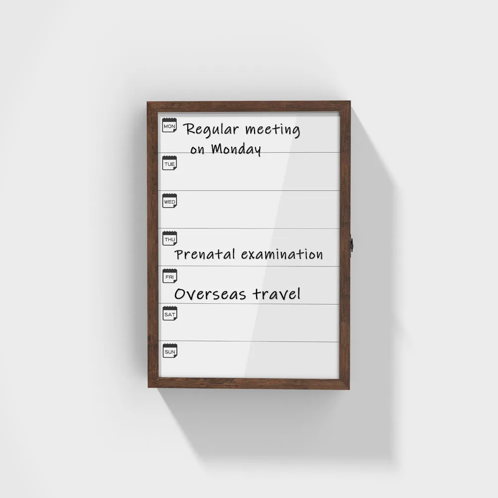 
Week Planner with Wood Frame Vintage Effect Message Board with close 