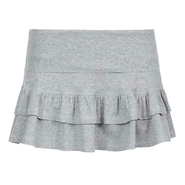 Street slim-fit lace up ruffled patchwork pleated skirt sweet and spicy women fashion mini skirt