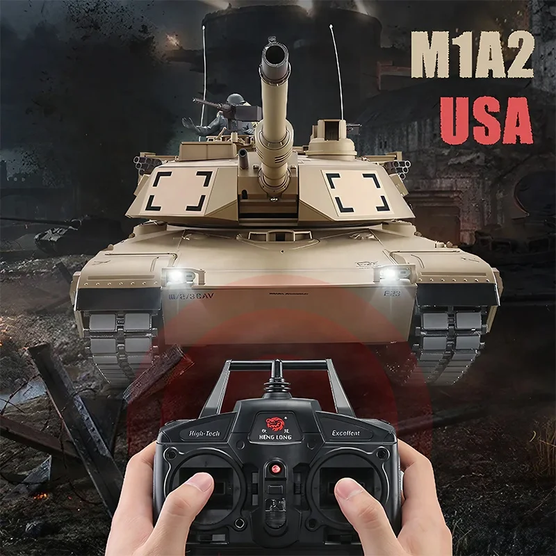 HengLong 3918-1 PRO M1A2 Abrams Metal Tracks BB Airsoft TK 7.0 1:16 IR Battle Smoke Sound Remote Control Heng Long RC Tanks Toy