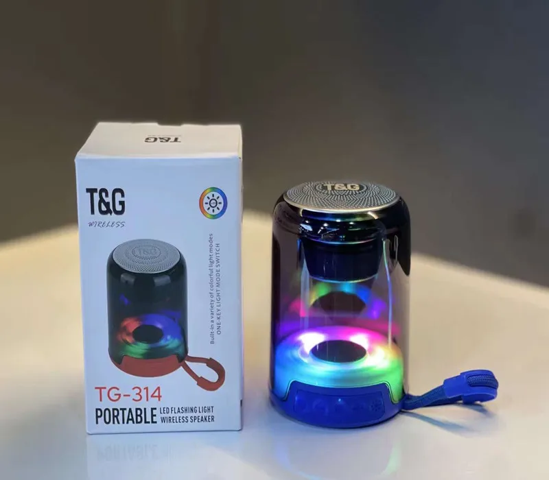 2022 New T&G TG314 Mini Wireless Blue tooth Speaker Outdoor Portable LED Light Plug-in U Disk Subwoofer AUX TF Card FM Radio TWS