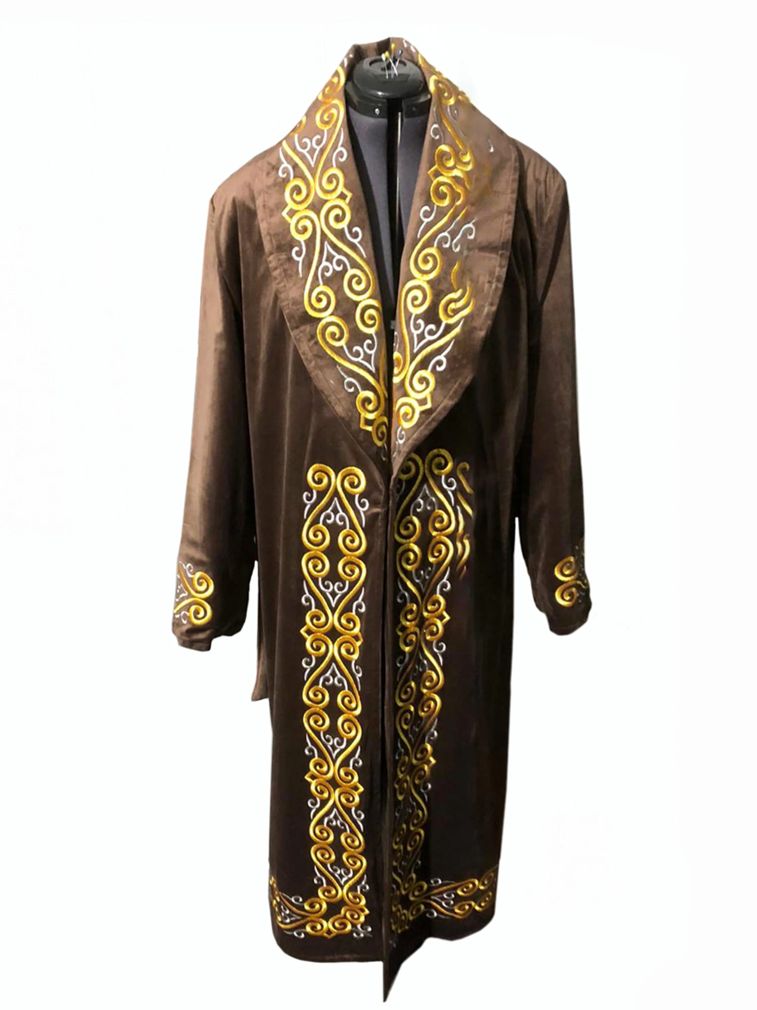 
Kazakh National Chapan Men Clothing Long Sleeves 