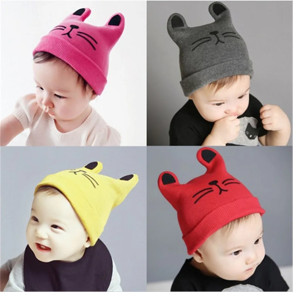 
Kids Girls Boys Child Winter Warm Hat Cute Cat Plush Cap Baby Warm Hat Earmuffs Head Hat 