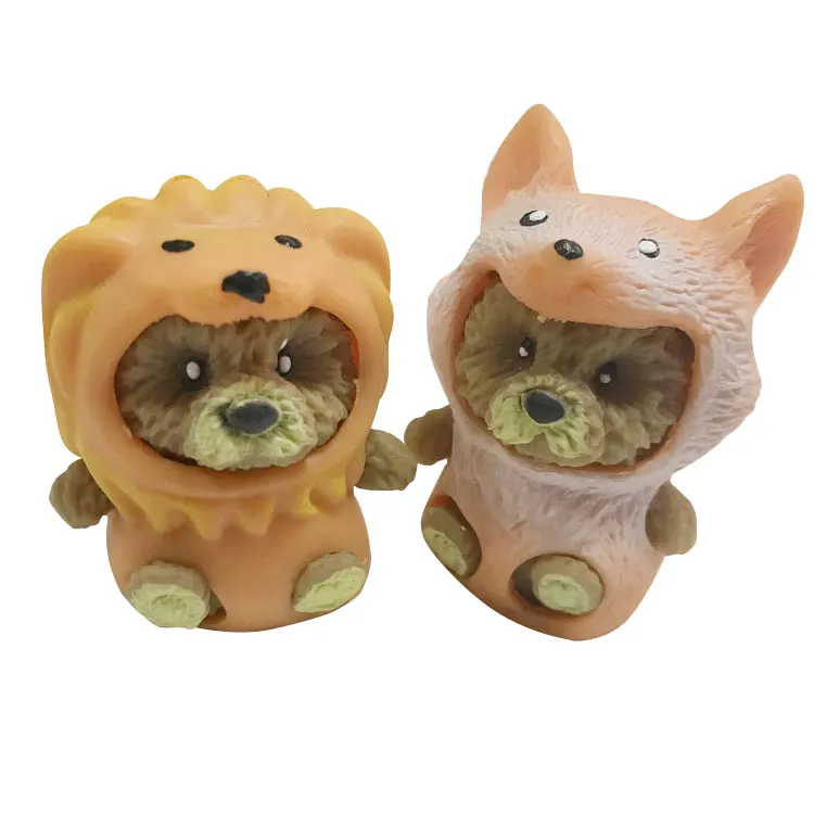 2022 New Small TPR bear playsets toy with  Sloths and Hedgehog  shape costume