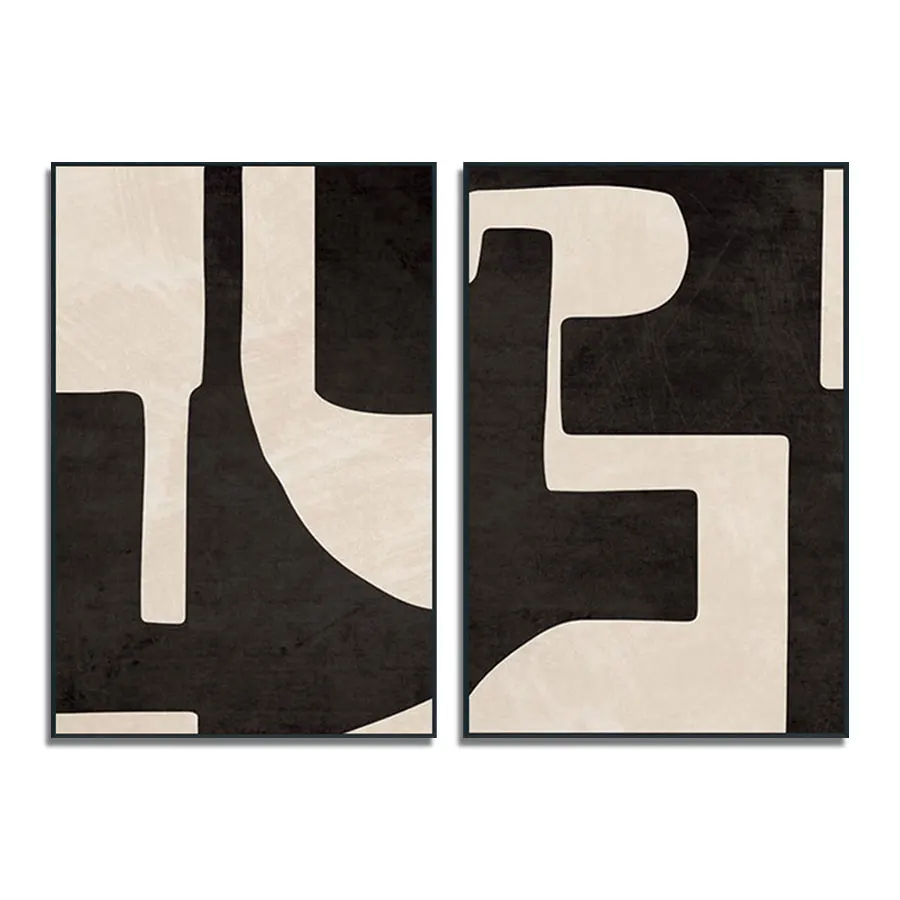 Original Art Factory Wholesale Modern 2pcs Hand-Painted Abstract Oil Painting New Design Canvas Frame Hotel Room Home Wall Decor