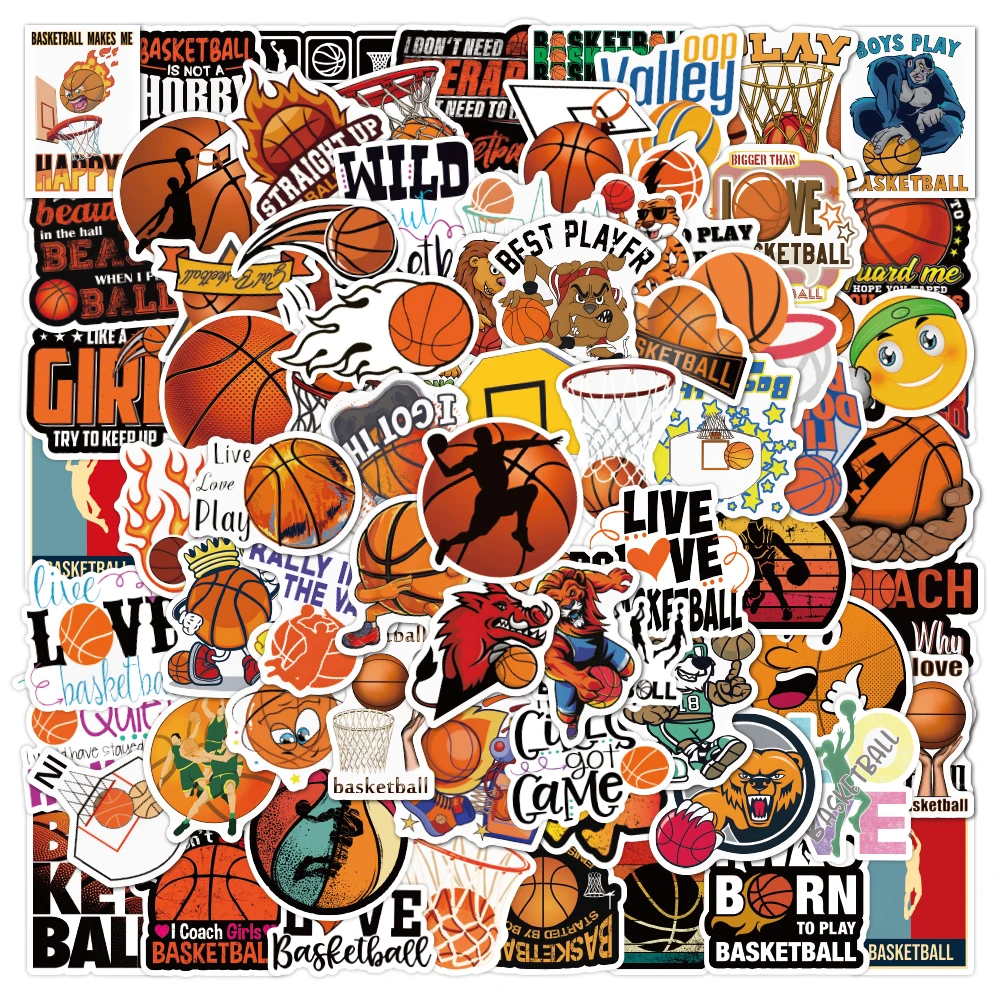 100 Pcs/Pack Basketball Cartoon Sticker Collection Waterproof Vinyl Die Cut Decorative Stickers
