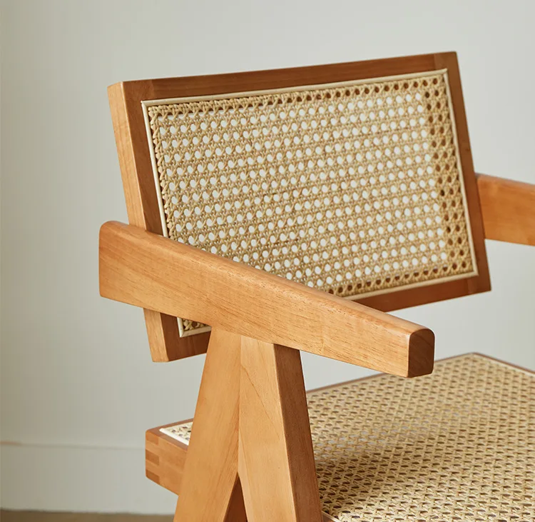 Household solid wood back log armchair simple rattan chair rattan chair home furniture