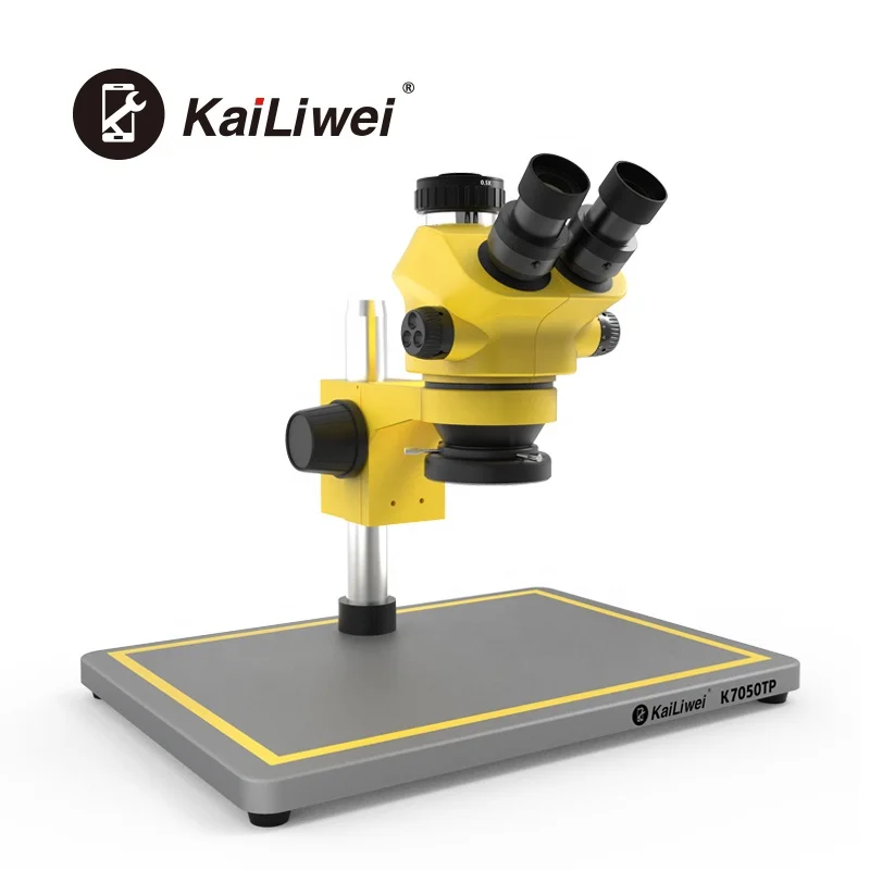 Kailiwei Industrial Trinocular Stereo Microscope Magnification Continuous Zoom 7X - 50X  with big base