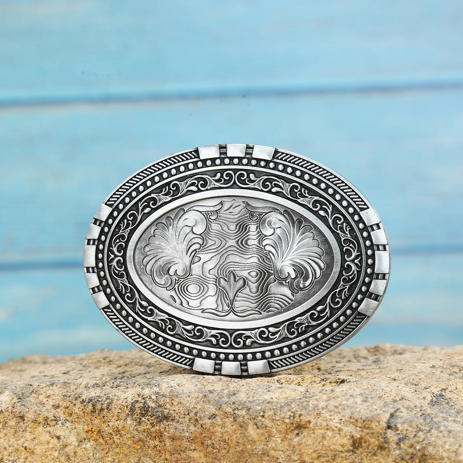 Engrave Your Own LOGO Old Type Wholesale Antique Tin Metal Oval Custom cowboy Personalized metal belt buckle logo blank