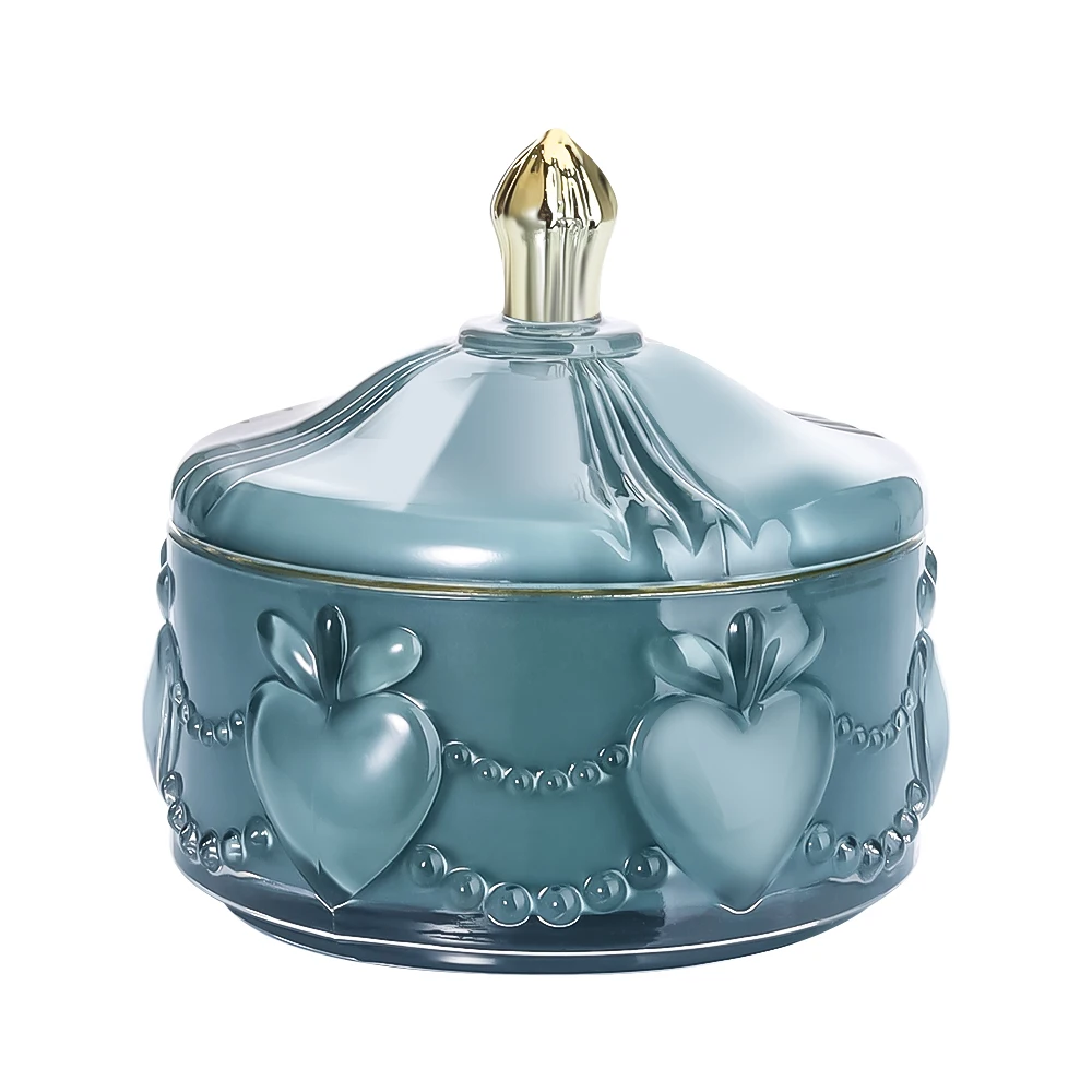Christmas Luxury Home Decoration Colored Green Clear Plating Glass Candle Jar Empty 8Oz 10Oz Candle Vess
