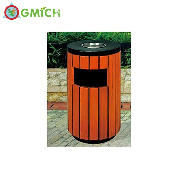 Общественный коммерческий деревянный контейнер наружная деревянная мусорная корзина