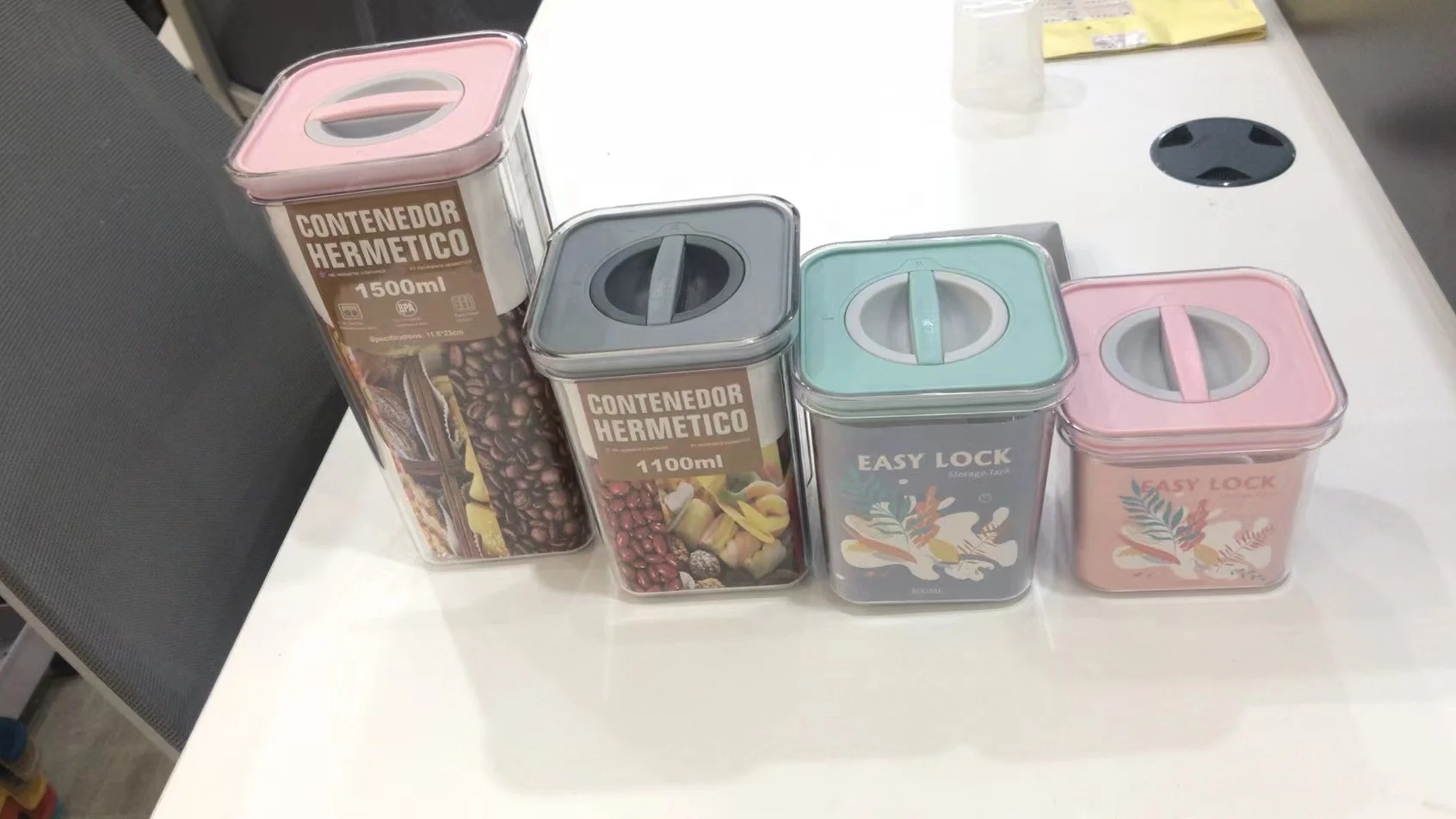 1500ML Household Transparent Grain Storage Tanks Kitchen Food Dry Goods Storage Box Plastic Sealed Can Multigrain Tank
