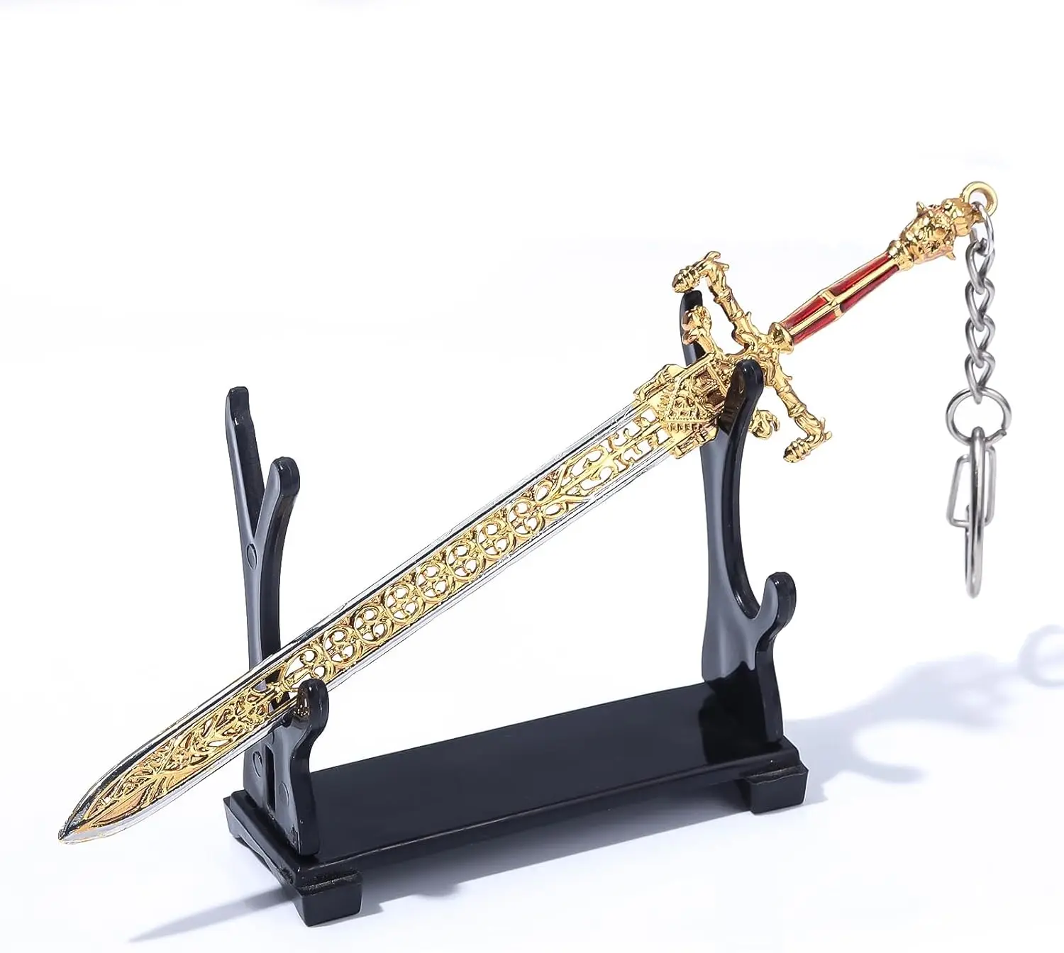 Wowei Game Peripheral Dark Moon Greatsword Keychain Katana Model Metal Weapon Pendant Key Chain for Man
