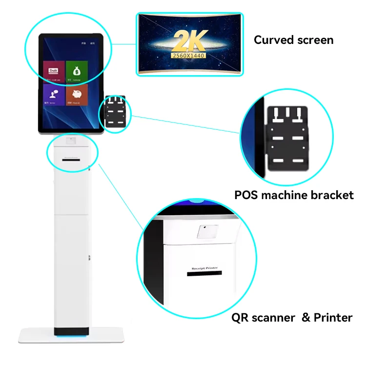 Fast Food Self-Service Ordering Kiosk Floor Stand Ticket Vending Payment Machine SDK Touch Screen Self Checkout Kiosk