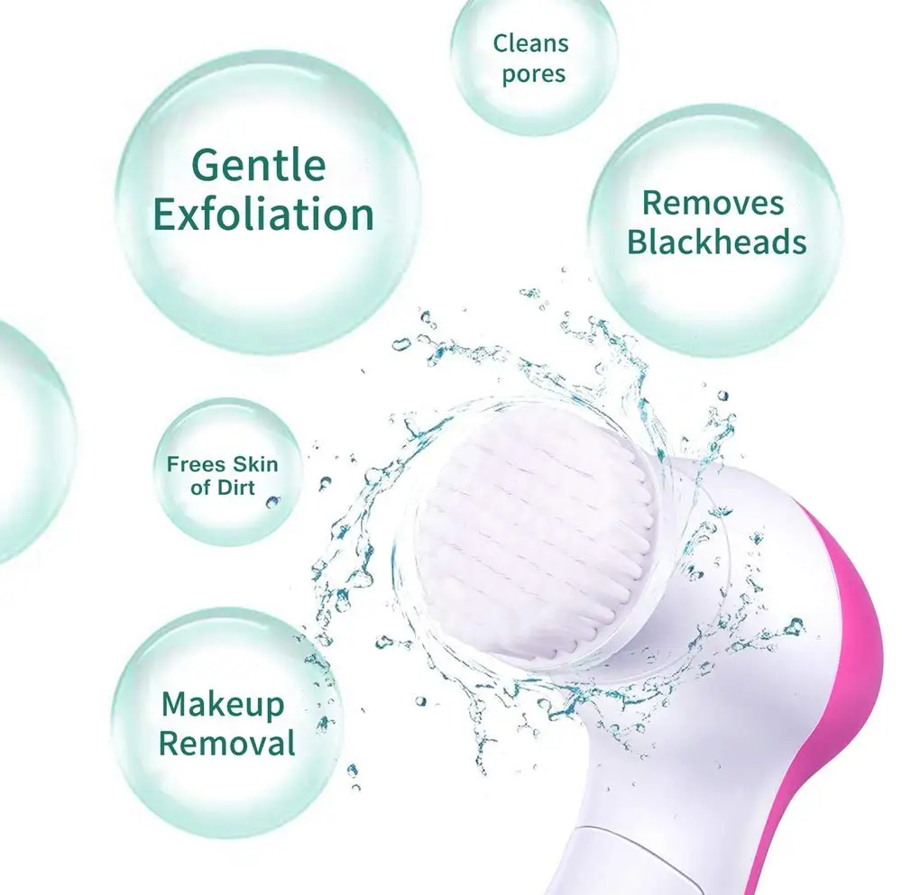 Foam magnetic charger customer light therapy handle case sonic face cleanser facial cleansing brush logo with 3 heads