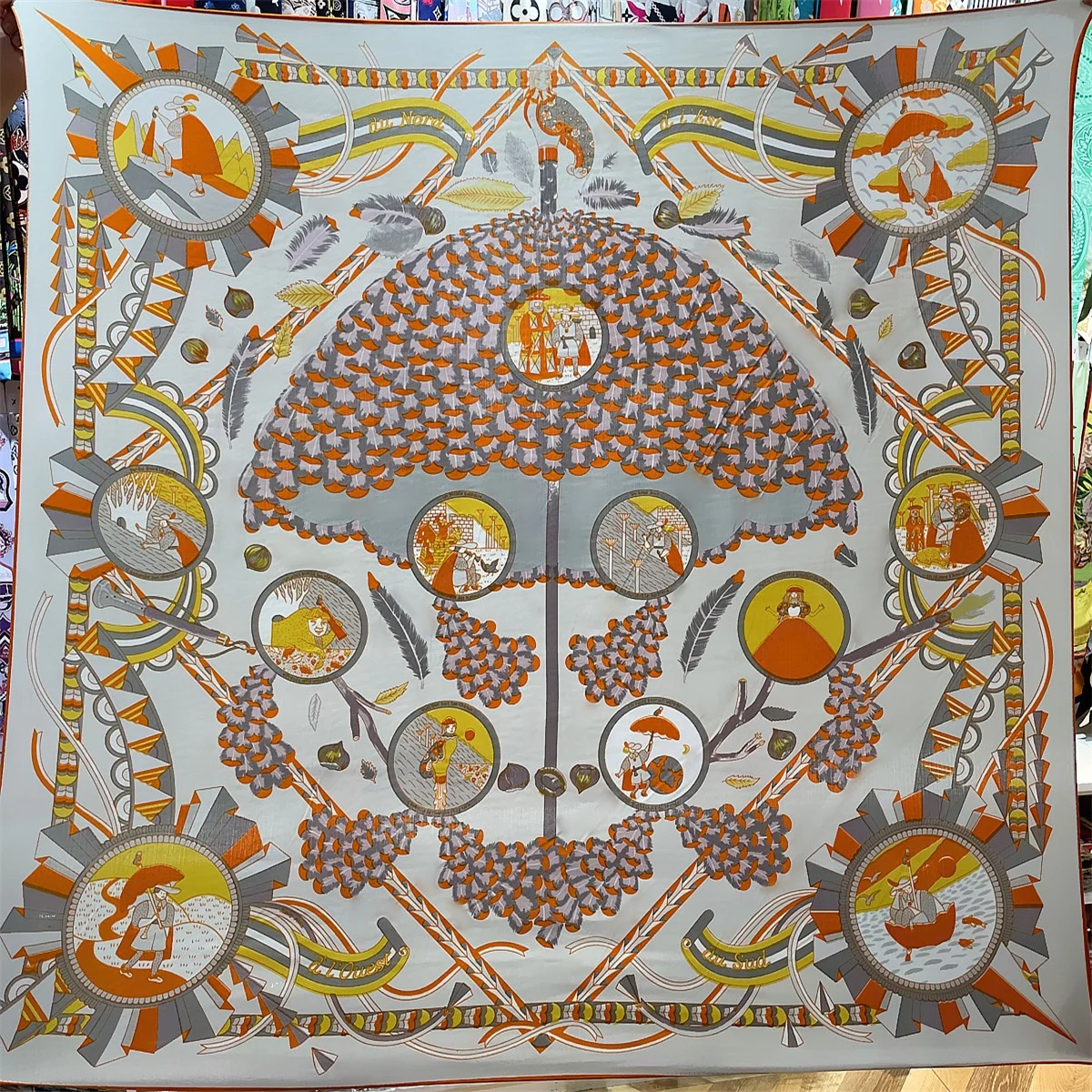 Luxury Brand 130cm Square Scarf Ladies Thick Scarf Wool Silk Scarf Shawl in Air-conditioned Room