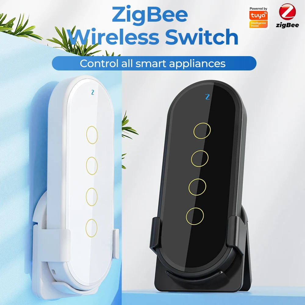 Tuya Zigbee 3.0 Bridge Protocol Wireless Smart Home 4 Gang 12 Scene Switch Touch Light Remote Control Smart Life App