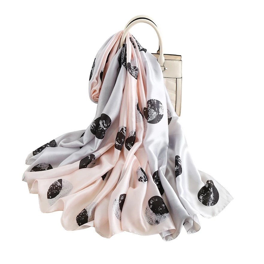 Lady 90*180cm Wholesale Large Printed Broad Printed Widely Used New Design Silk Satin Scarfs For Women Stylish Beach Towel