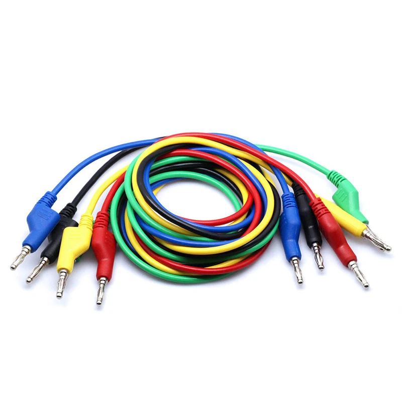 Car Obd Adapter 1M Stackable Dual 4mm Banana Plug to Multimeter Test Leads Cable Kit 1000V/10A 5 Colors Alligator Clip