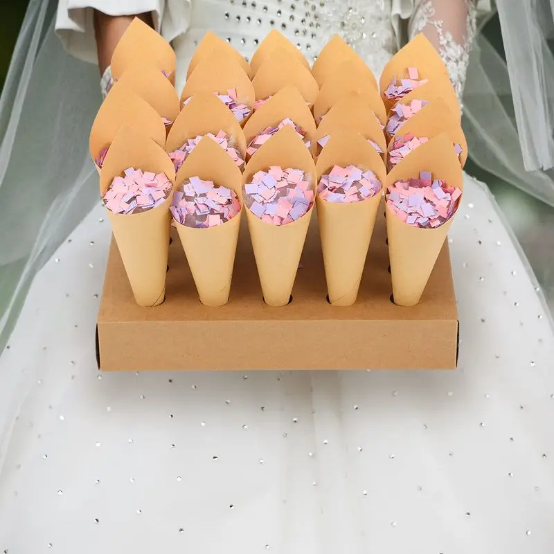 Recyclable Brown Food Grade Ice Cream Egg Waffle Snack Candy Wrapping Paper Cone Holder Box