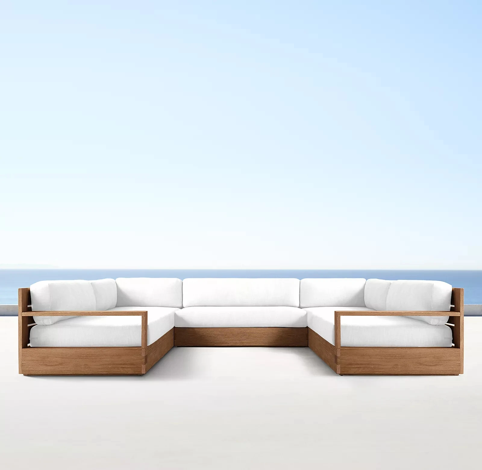 Наружные садовые наборы для патио, диван, деревянная мебель, секционный U-образный диван из тика