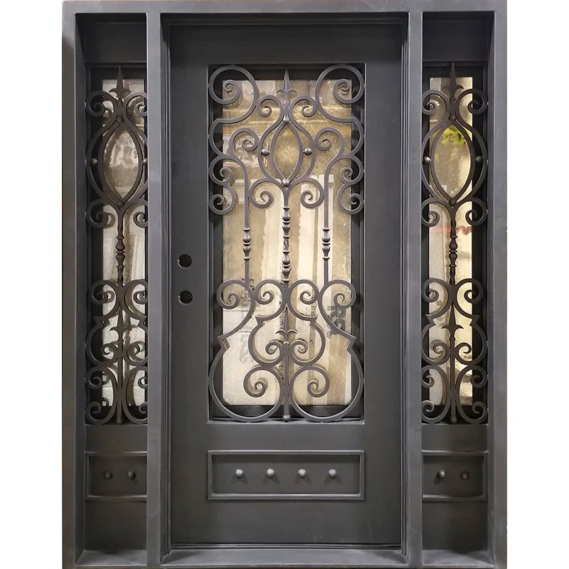 Golden Supplier Iron Single Door Design Cast Iron Door  Wrought Iron French Doors