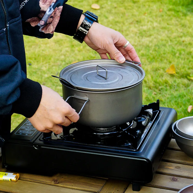 Ti01 portable light weight titanium cooking pot sandblasting camping titanium tableware