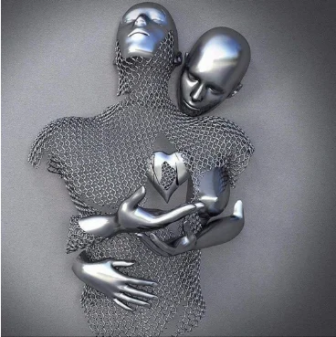 Custom life size stainless steel figure sculpture human LOVE sculpture