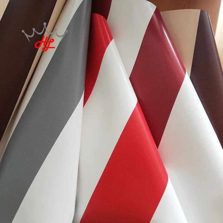 HL 1000D PVC Fabric Tarpaulin 1mm PVC Tarpaulin Striped Awning Fabric for Awnings