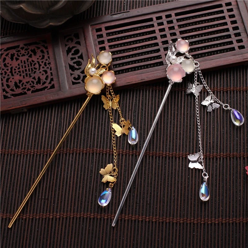 Vintage Style Women Alloy Rhinestone Chinese Hair Pin Stick Hair Chopsticks Hairpin Woman Jewelry Hair Clip Accessories