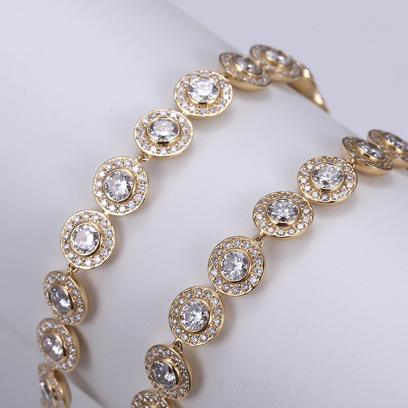 Messi Jewelry  MSB-551 Luxury 18K Yellow Gold Custom Round Diamond Tennis Bracelets