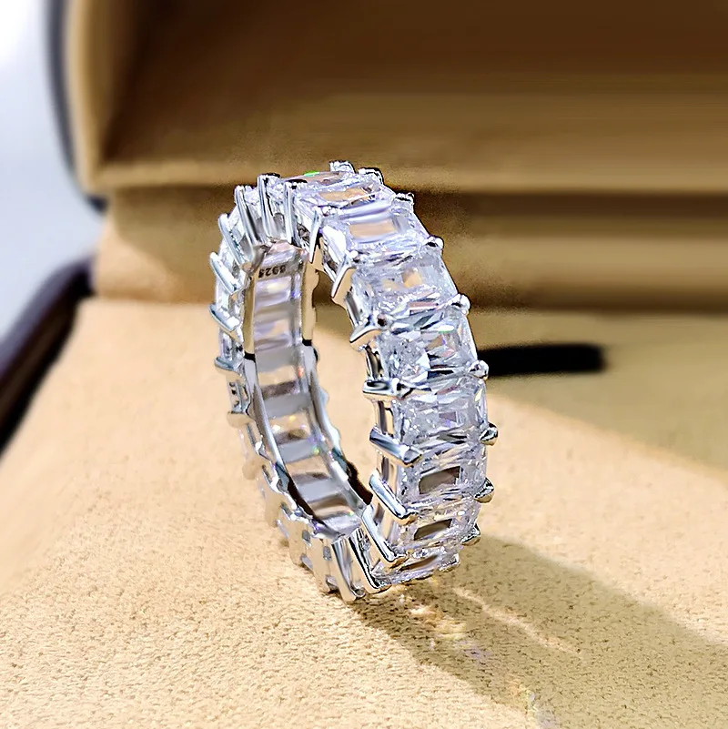 sterling silver wedding rings set women luxury cubic zirconia cz diamond couple rings for lover valentine wedding bridal jewelry