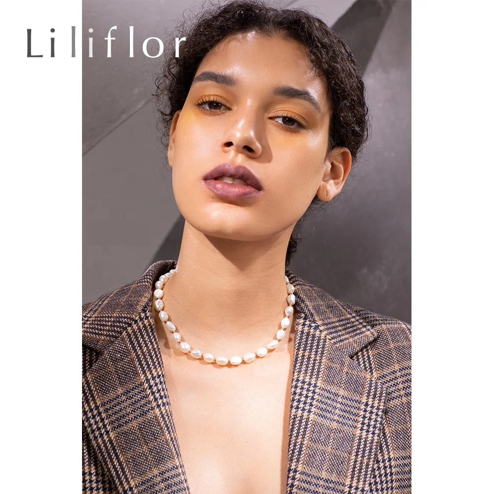 LILIFLOR High Quality 18K Gold Plated Stainless Steel Jewelry Natural Pearl Beaded Chain Allergy Free Necklaces P193050