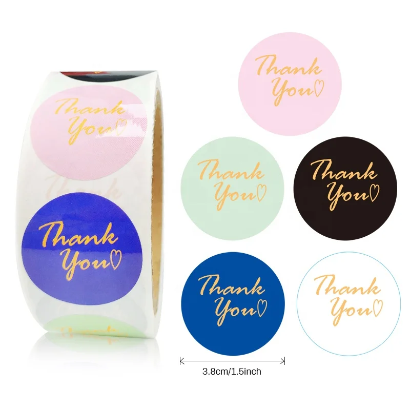 KY-202205748 1.5 Inch Top Seller 500pcs Packaging Label Seal Sticker Thank You Stickers For Small Business