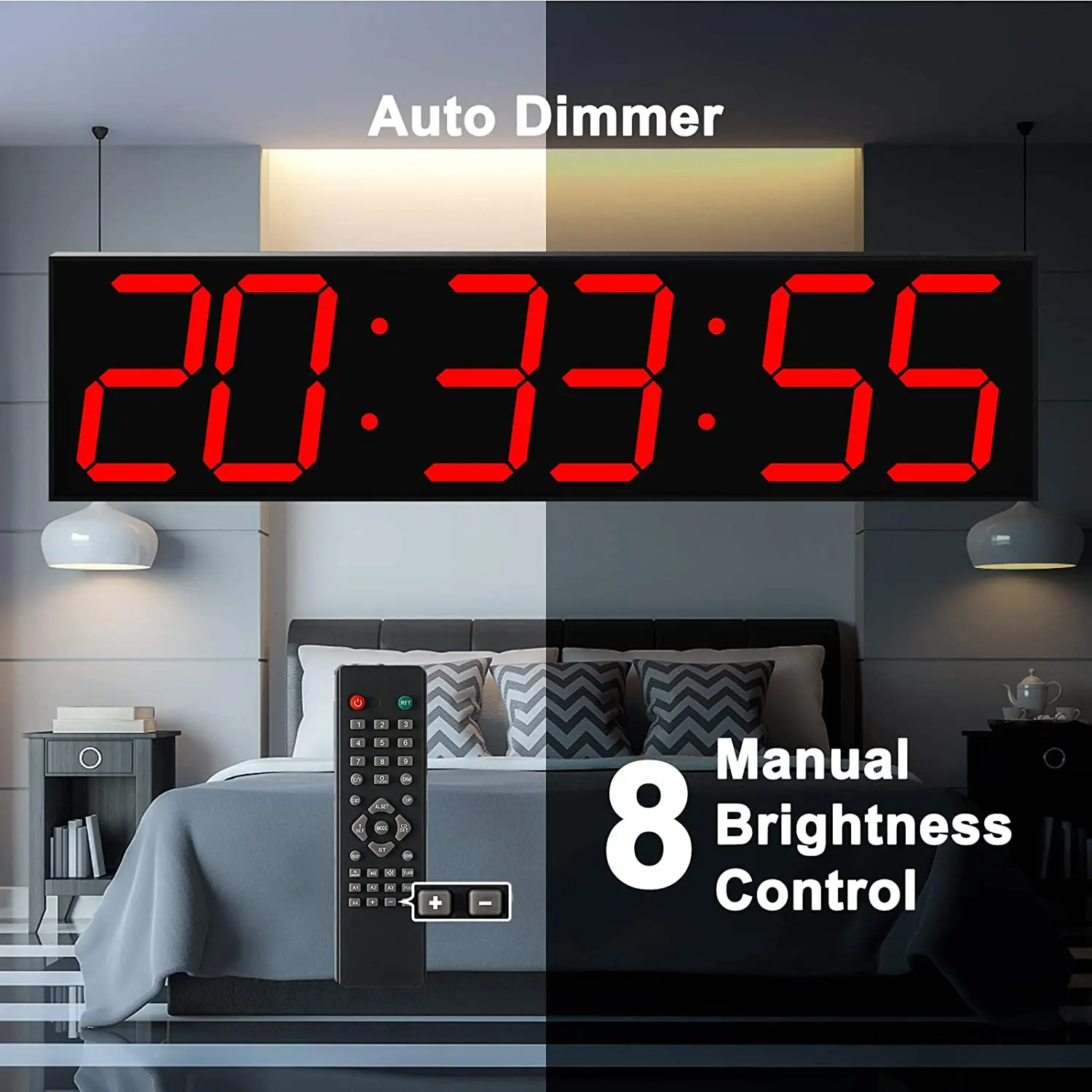 Jhering 6-Inch LED Day Countdown Clock Large Screen Multifunction Digital Alarm Wall Clock for Education and Advertising