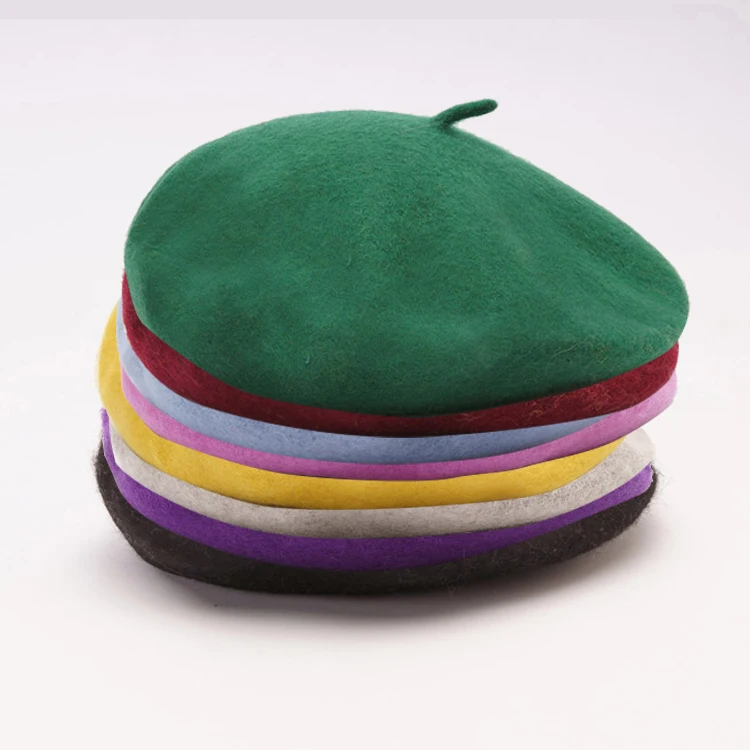 Wholesale Multi Color Flat Top Stylish Trendy Wool Beret Cap Hats for Women