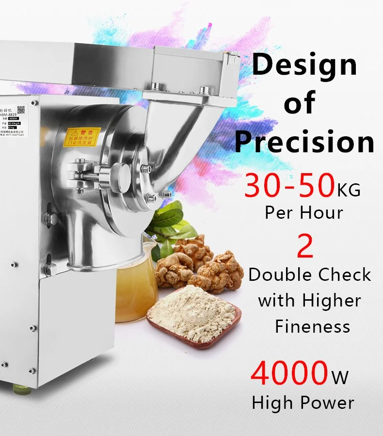 Promotional High Quality 4000W Powerful Stainless Steel Herb Spice Grain Flour Mill