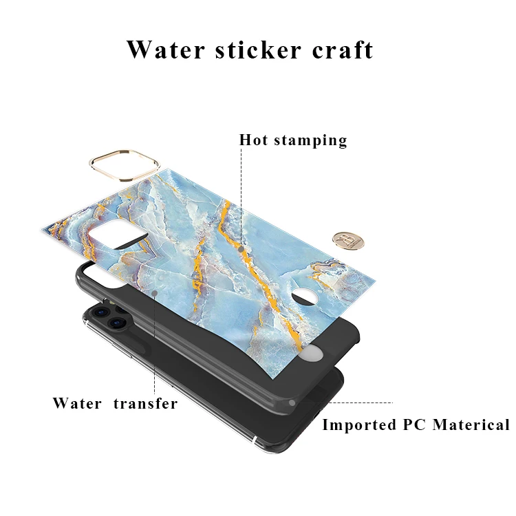 
Kingxbar Case For iPhone 11 12 PC Water transfer Phone Case Shockproof Protect Cover 2021 for iPhone X Xr Xs 7 8 pro max 