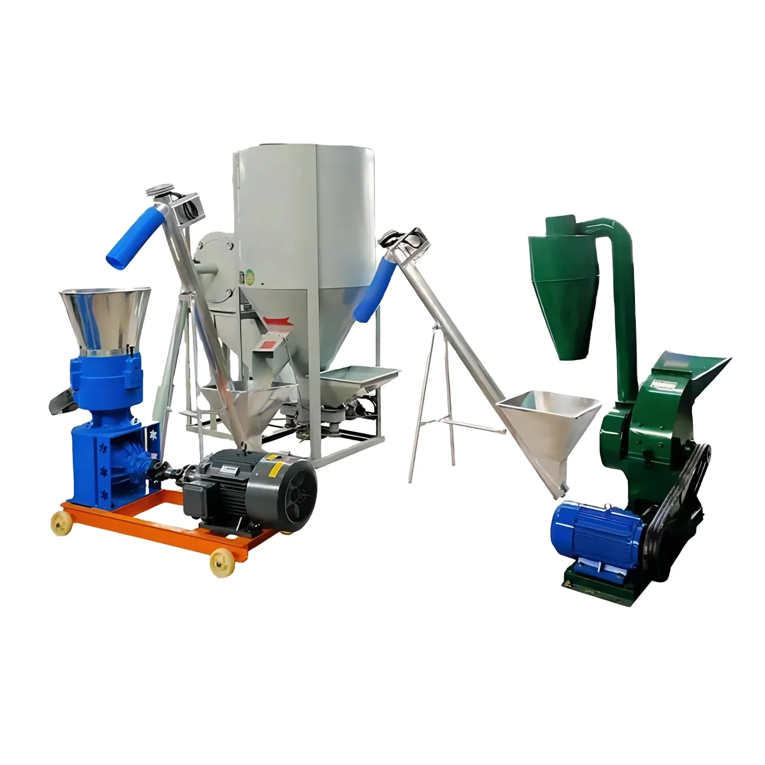 Small farm home use simple chicken feed making machine feed mix animal food plant poultry feed grinder and mixer