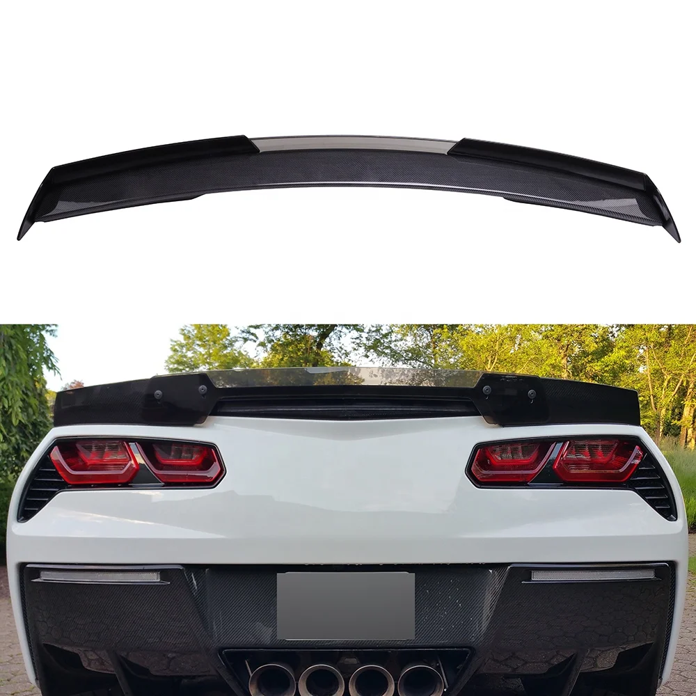 Kingcher Painted Carbon Fiber Rear Trunk Spoiler Fit for C7 Corvette Z06 GS Stage 2014-2019
