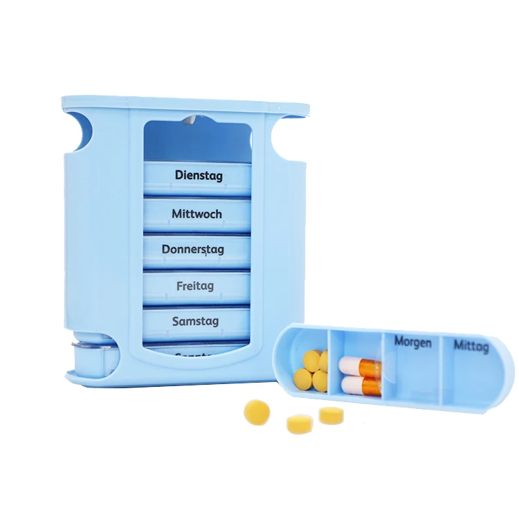 Rectangle 7 Day Pill Box Case Four grid Leakproof medecine Vitamin box organizer Anti-scratch low MOQ