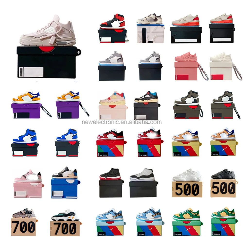 Hot Selling Fashion Silicone Shoe Box AJ Style Sneaker Case for Airpod Case For Airpods 1 2 Pro