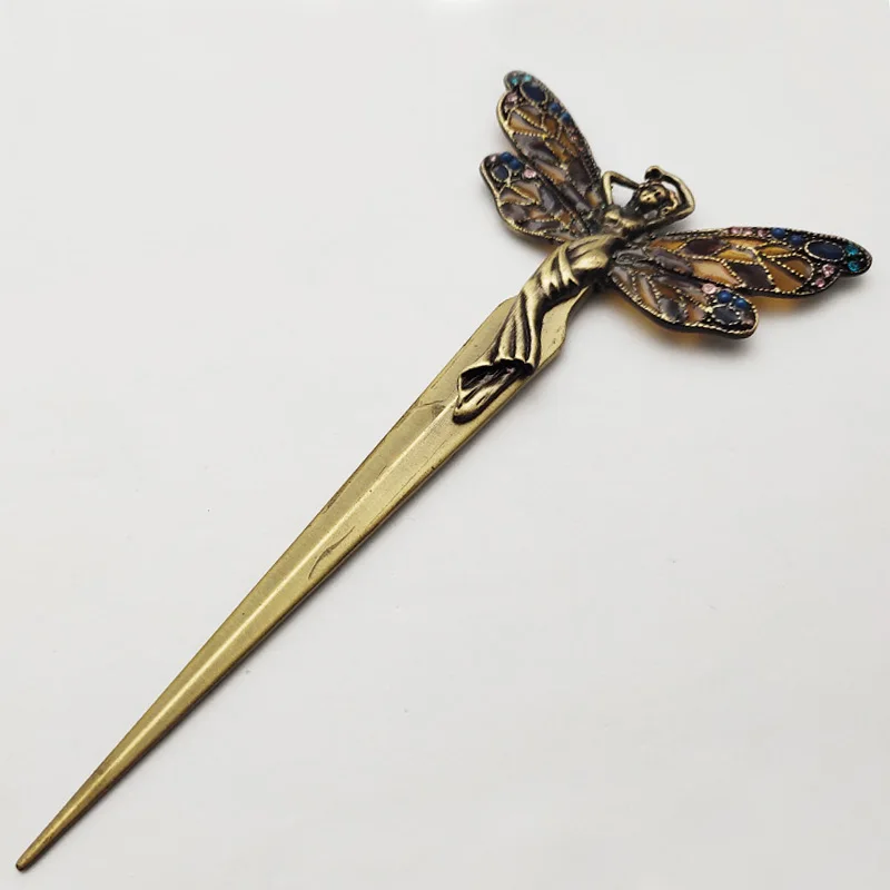 
Novelty metal gunmetal decorative angel with wings letter opener 