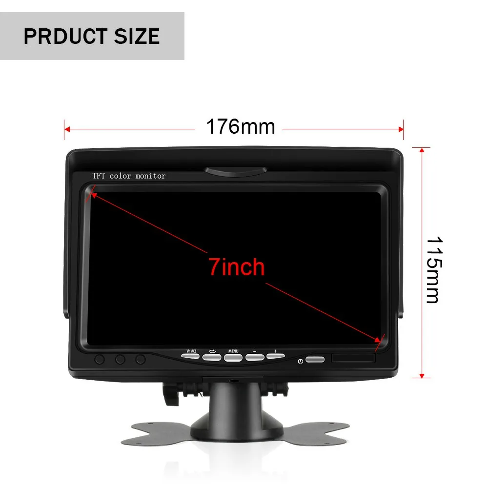 7 inch HD vehicle monitoring quad-view truck monitor bus camera system passenger cars reversing image display screen